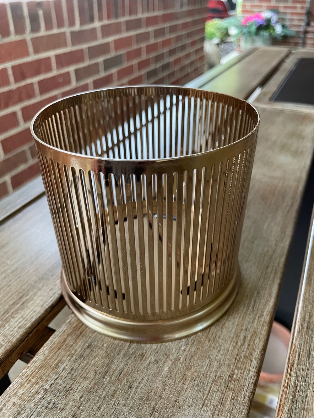 Bath & Body Works Gold Slotted Metal Jar Candle Holder
